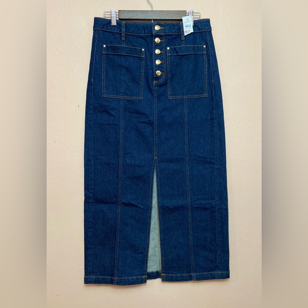 LOFT Denim Pocket Midi Skirt
